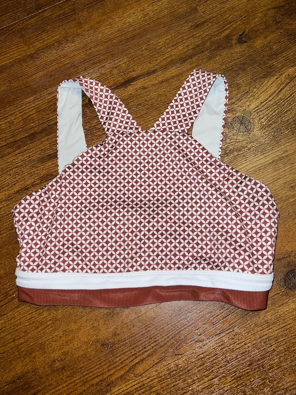 Beach Riot Anthropologie Adina Crop Top Rust Brown White Halter Neck Size L - Picture 8 of 12